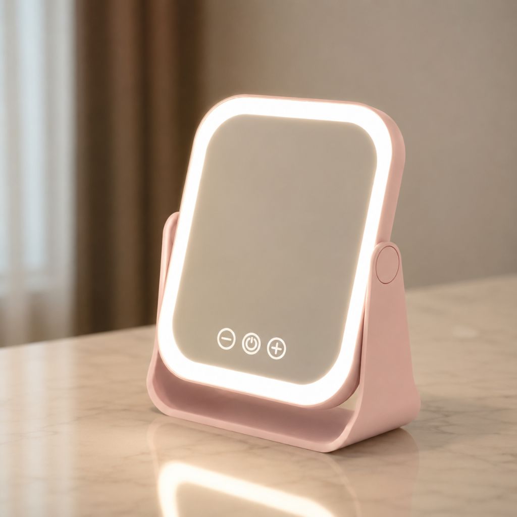 Square LED Makeup Mirror Portable Flip Rechargeable Touch Dimming - Tegulane Global