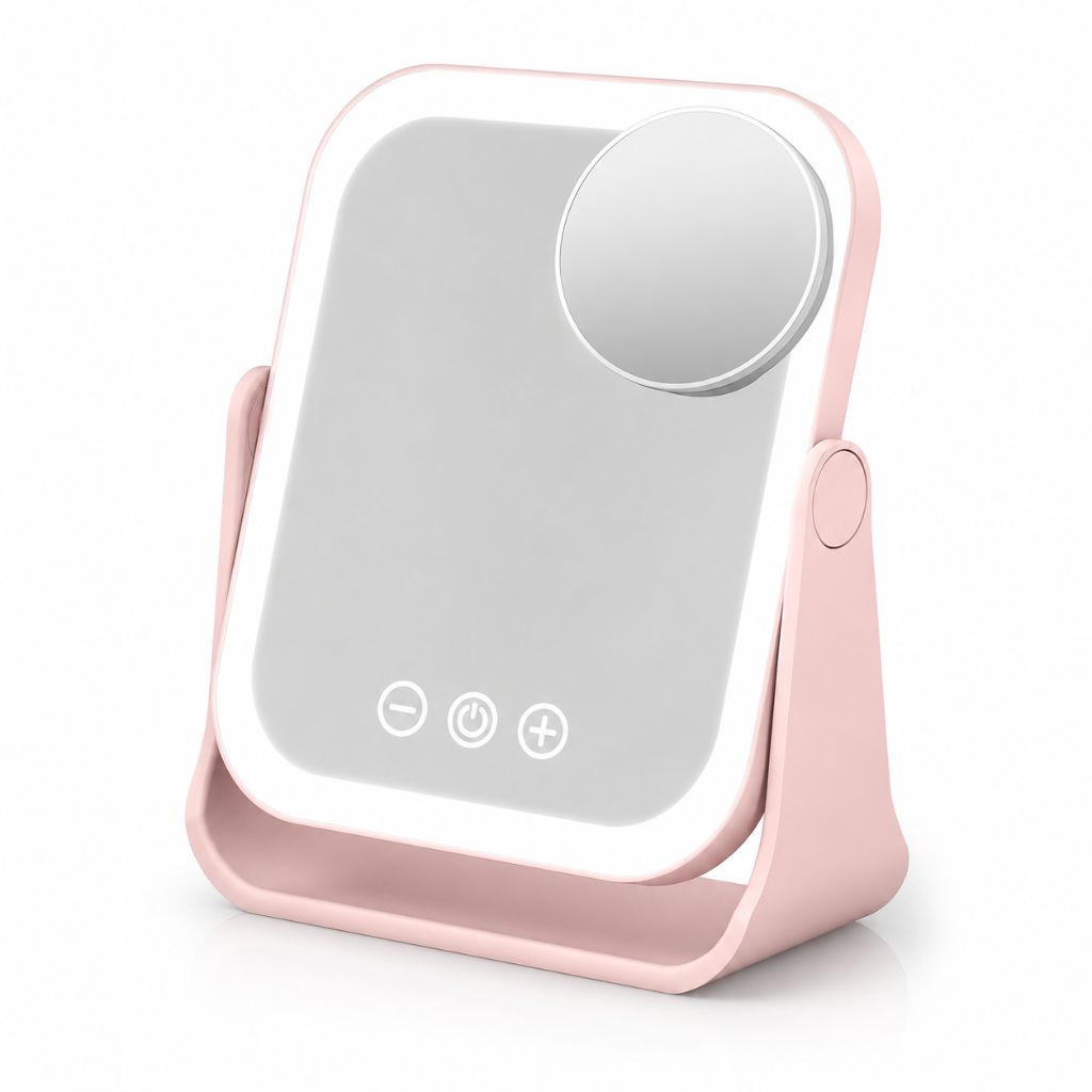 Square LED Makeup Mirror Portable Flip Rechargeable Touch Dimming - Tegulane Global