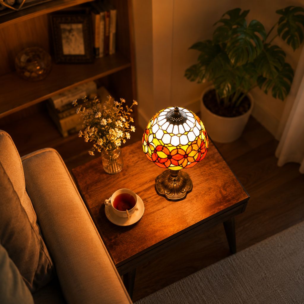 Stained Glass Colorful Desk Lamp - Tegulane Global