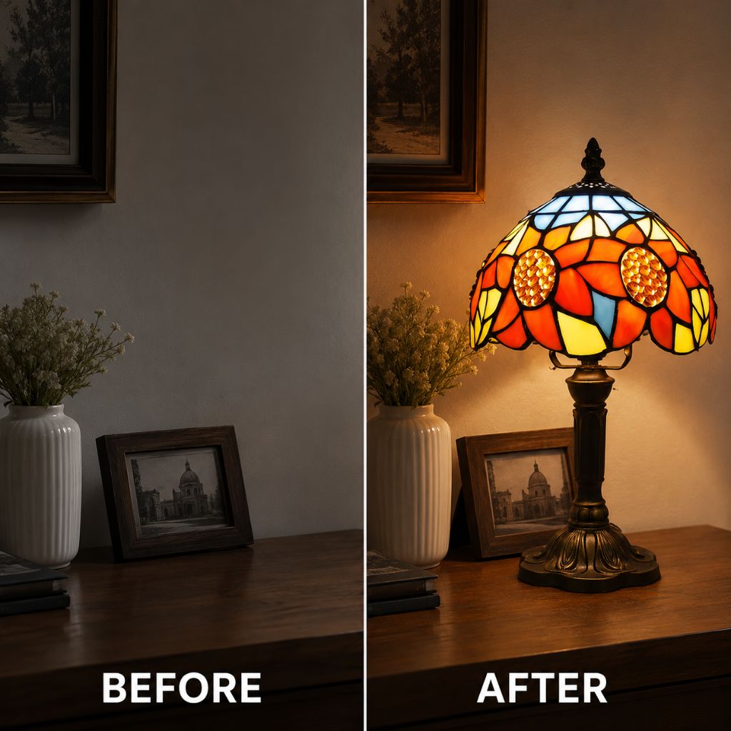 Stained Glass Colorful Desk Lamp - Tegulane Global