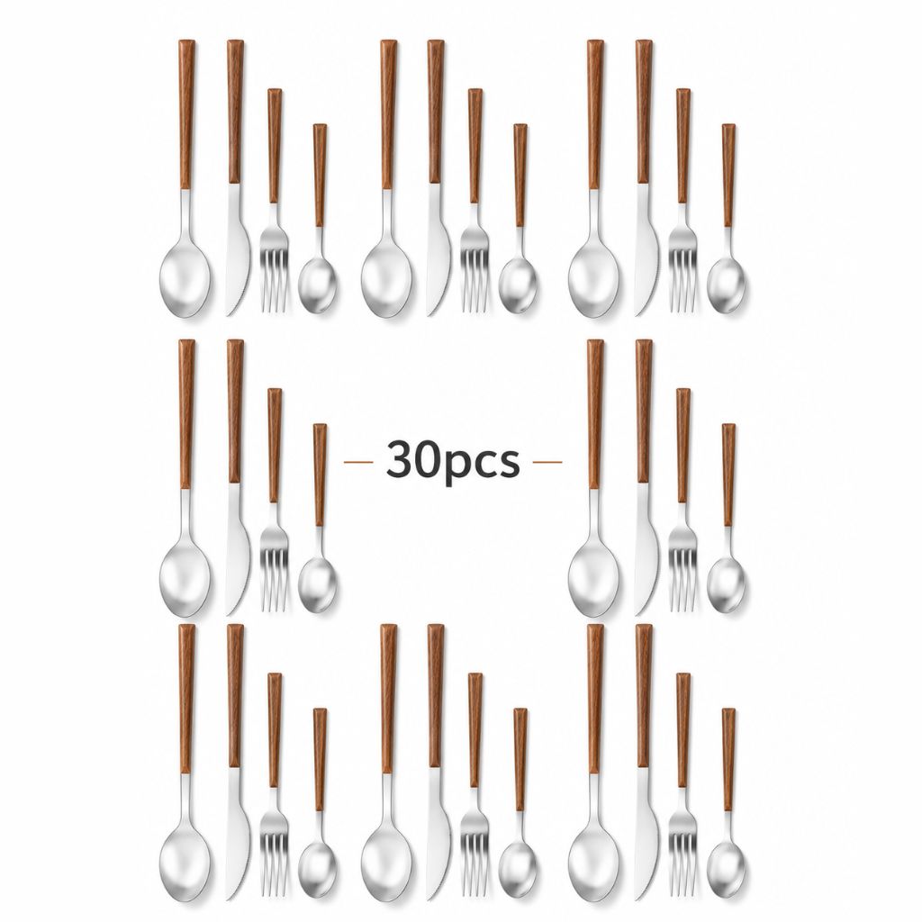 Stainless Steel Cutlery Set with Wood Handle - Tegulane Global