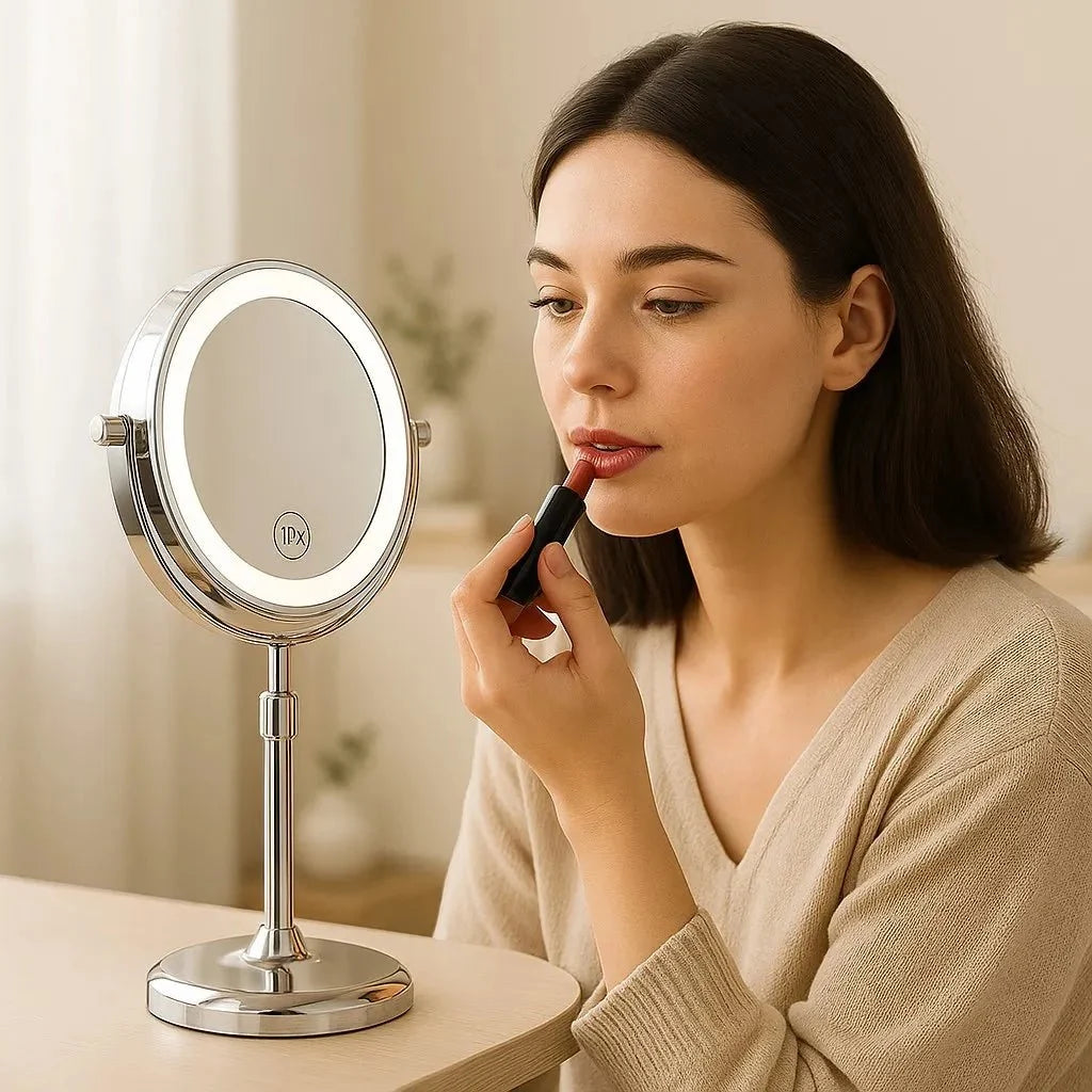 Standing LED Makeup Mirror for Bathroom - Tegulane Global