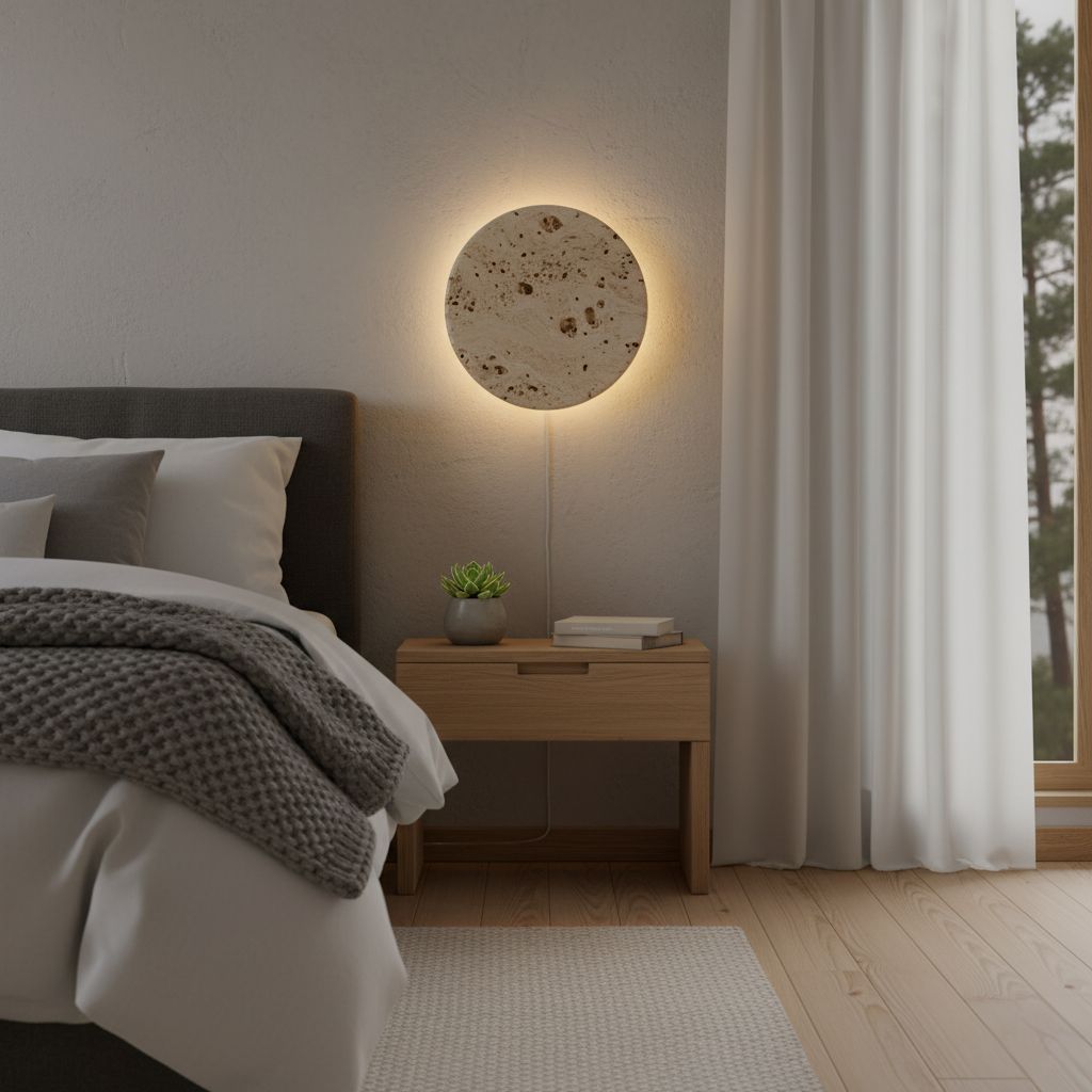 Stone-Inspired Round Wall Lamp - Tegulane Global