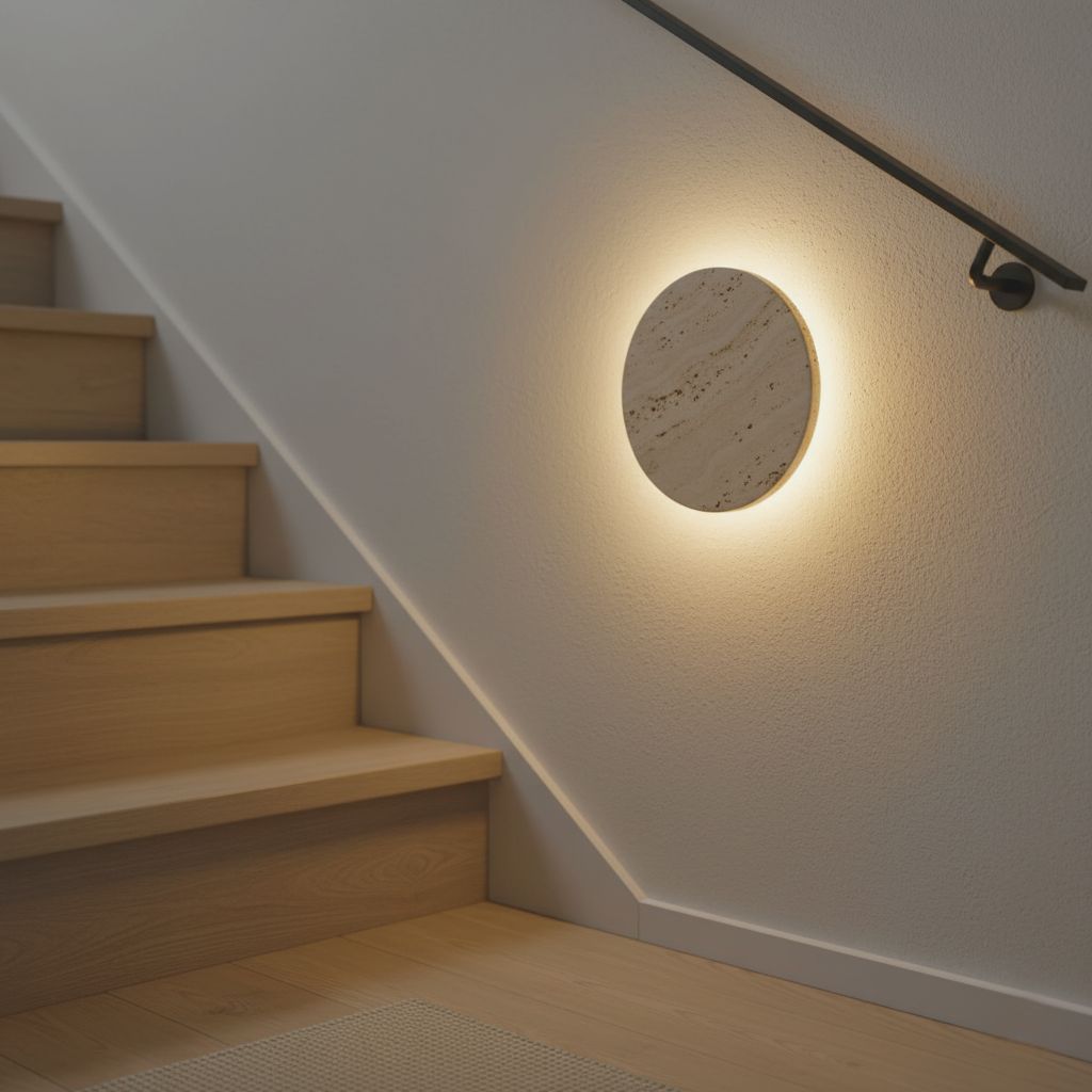 Stone-Inspired Round Wall Lamp - Tegulane Global