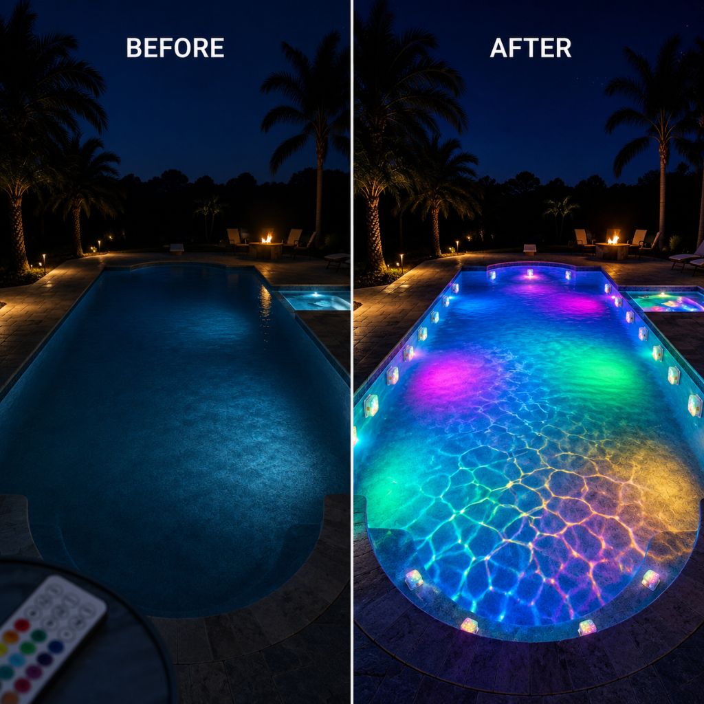 Submersible Pool Light Rechargeable RGB LED with Remote Control - Tegulane Global