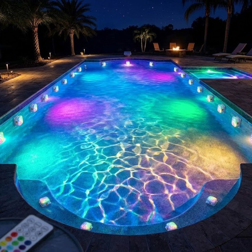 Submersible Pool Light Rechargeable RGB LED with Remote Control - Tegulane Global