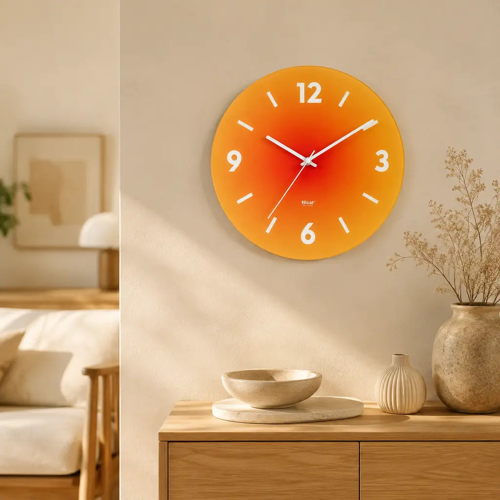 SunAura Sunset-Inspired Glass Wall Clock - Tegulane Global