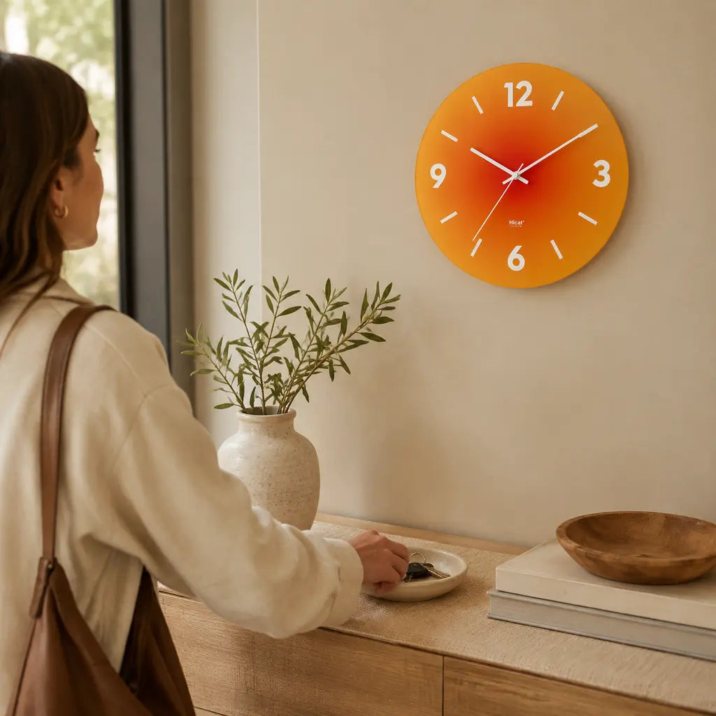 SunAura Sunset-Inspired Glass Wall Clock - Tegulane Global