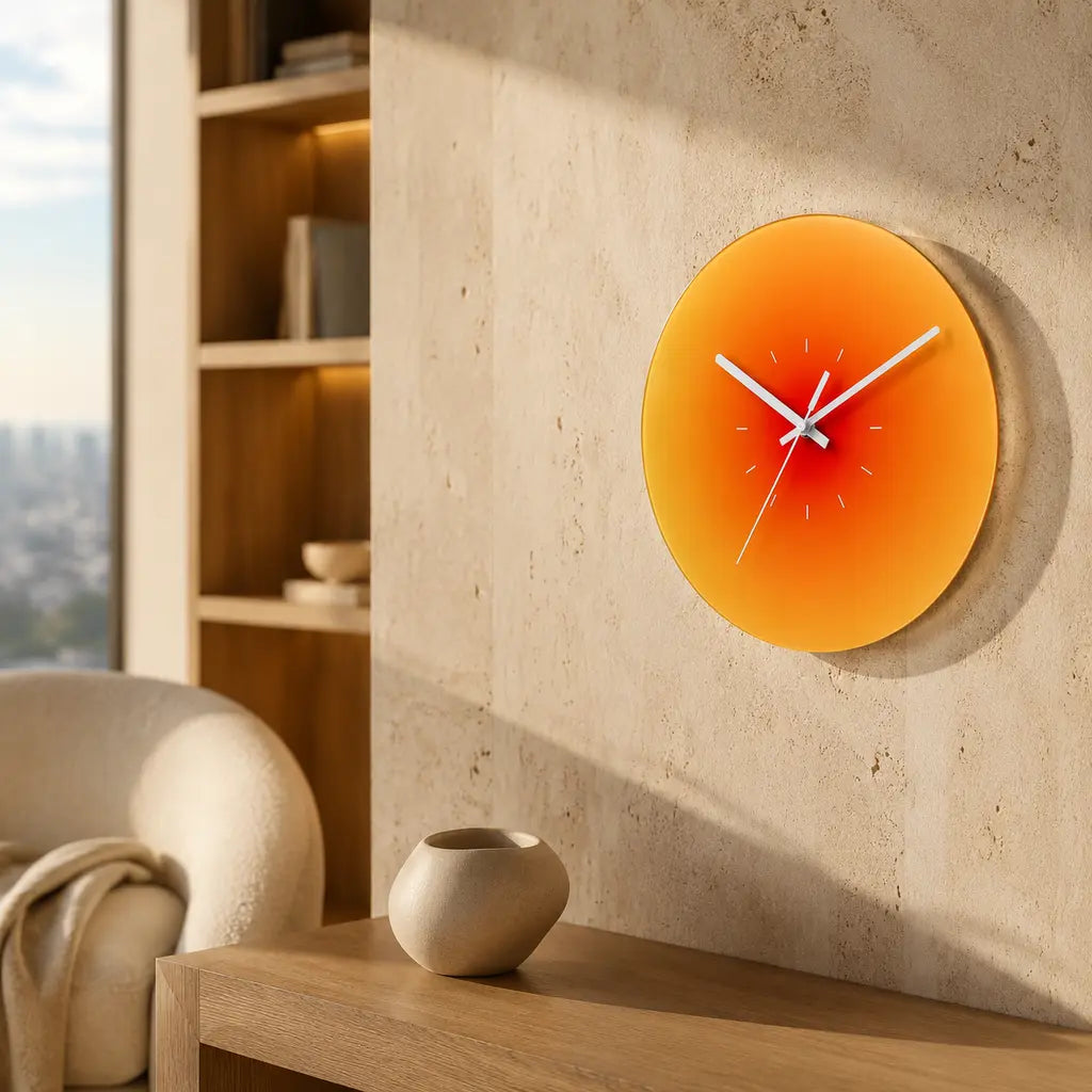 SunAura Sunset-Inspired Glass Wall Clock - Tegulane Global