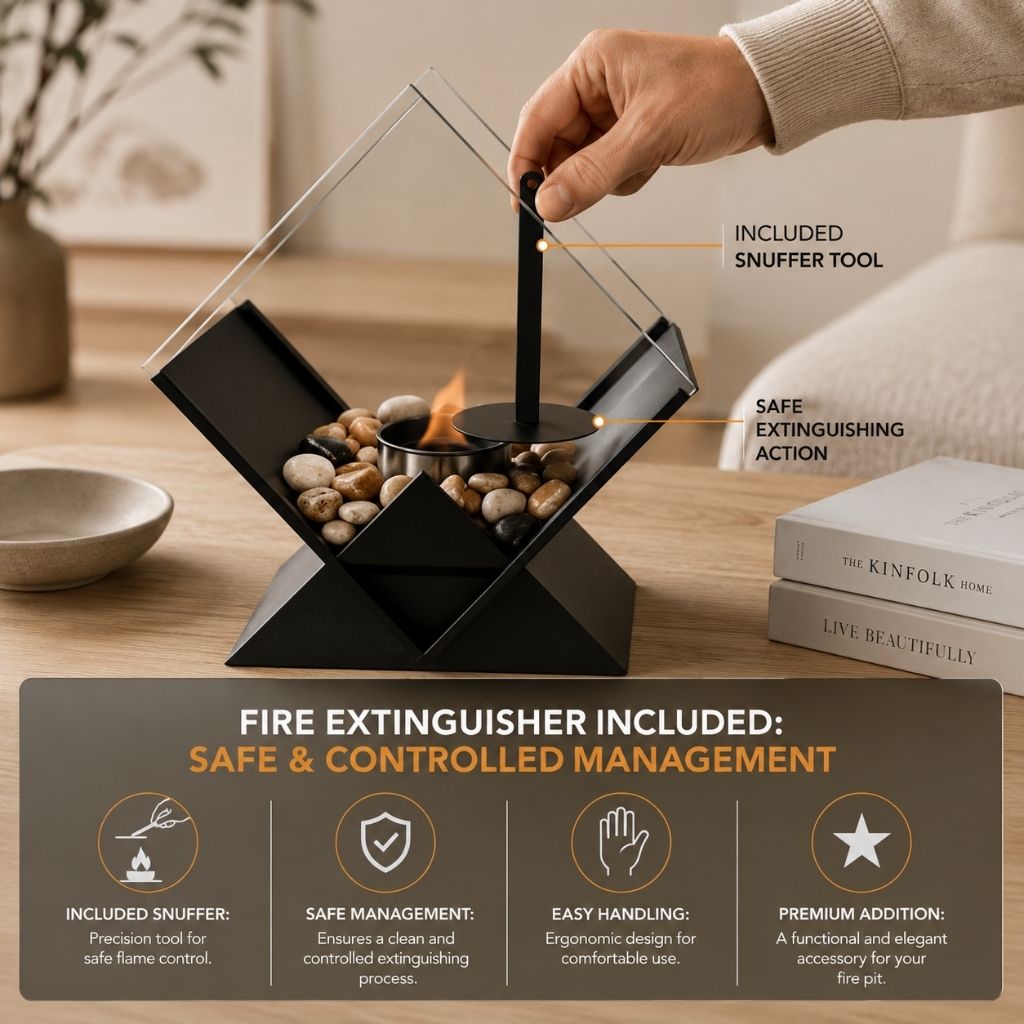 Tabletop Fire Pit Smoke-Free Nordic Glass - Tegulane Global