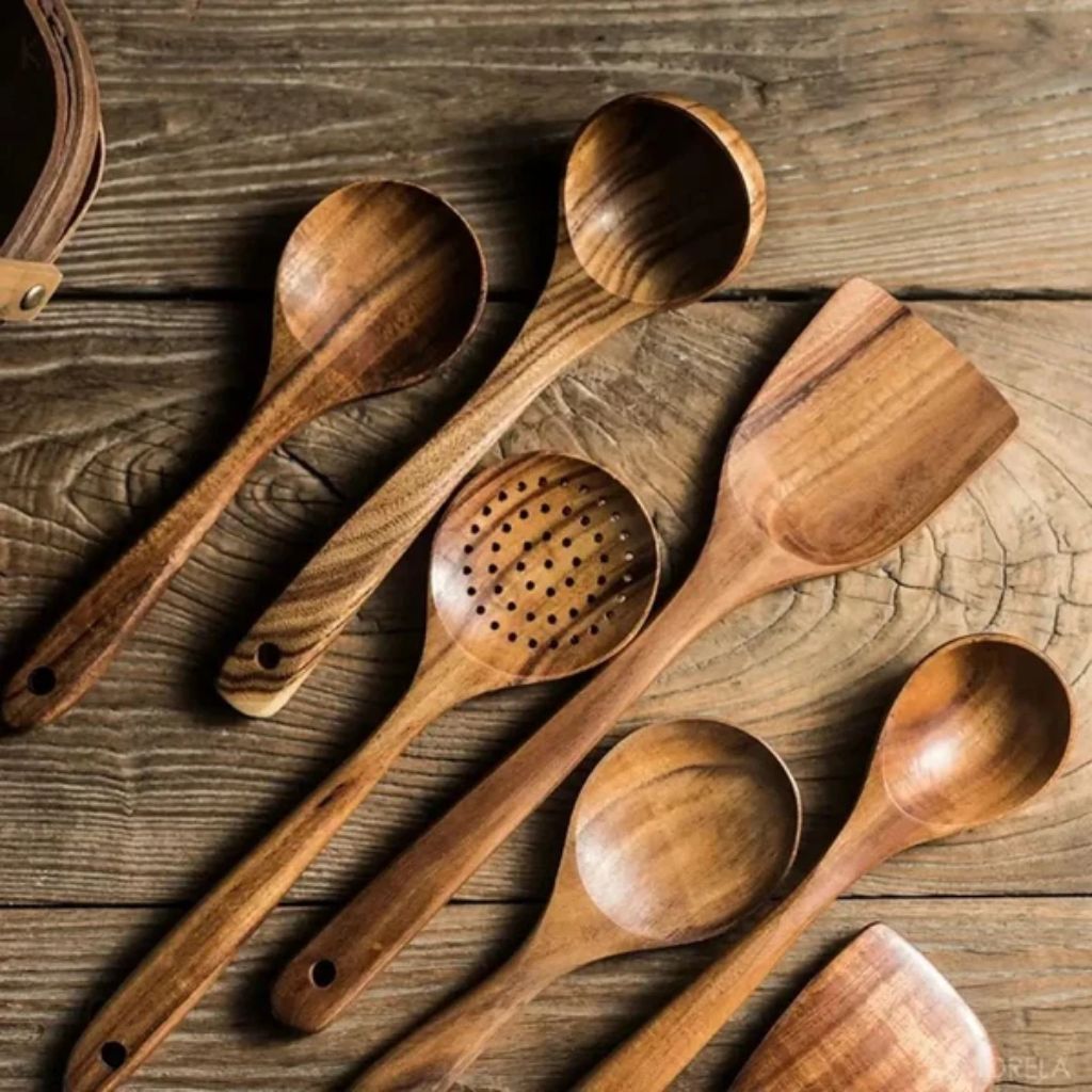Teak Wooden Kitchen Utensils Set - Tegulane Global