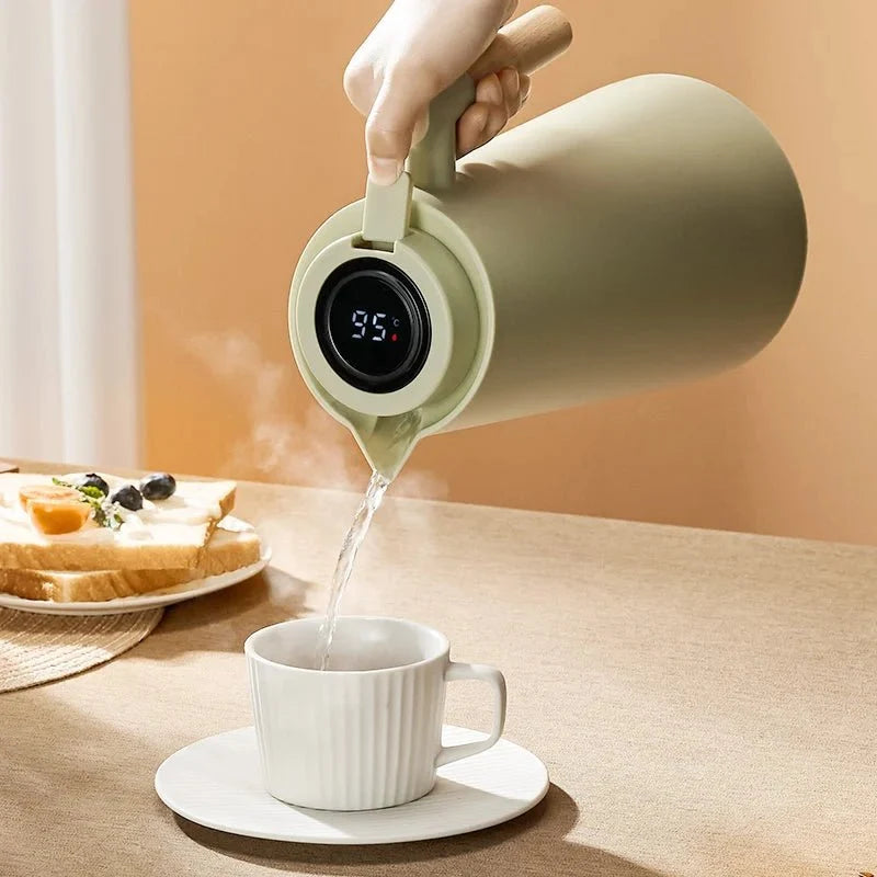 Thermal Jug with Temperature Display and Wooden Handle - Tegulane Global
