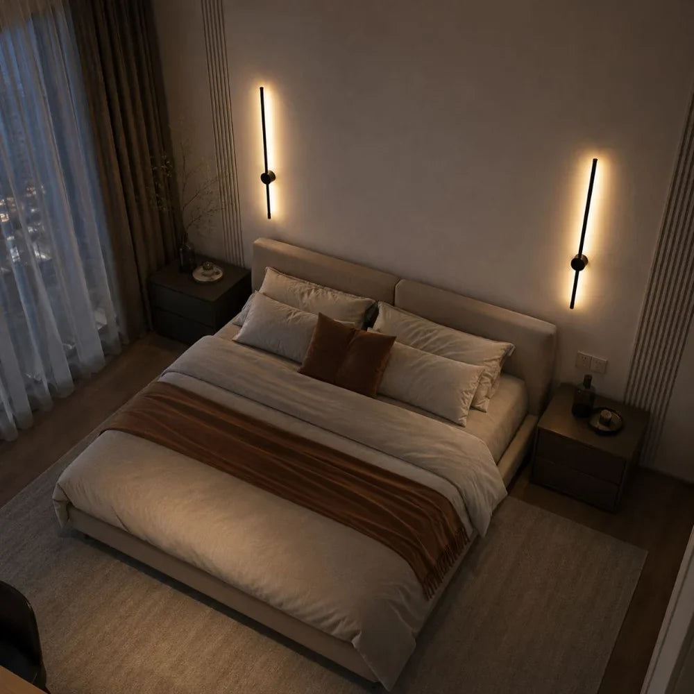 Touch Dimming LED Wall Sconce Black Aluminium 360 Arm - Tegulane Global