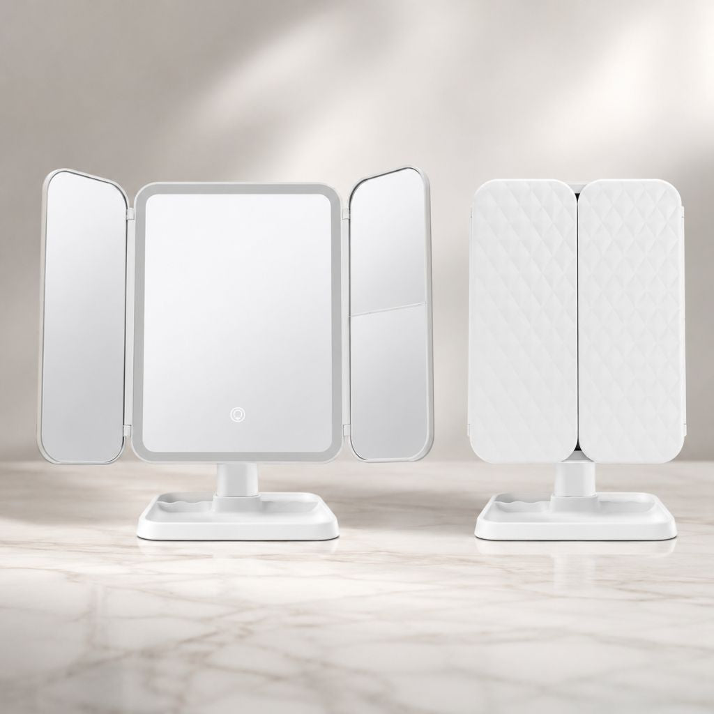 Trifold Lighted Makeup Magnifying Mirror Rechargeable - Tegulane Global