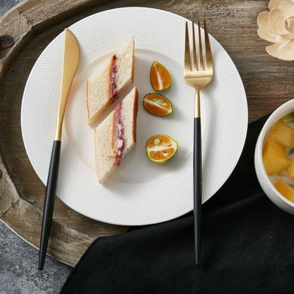 Two-Tone Handle Gold Cutlery Set - 30 Piece Flatware - Tegulane Global