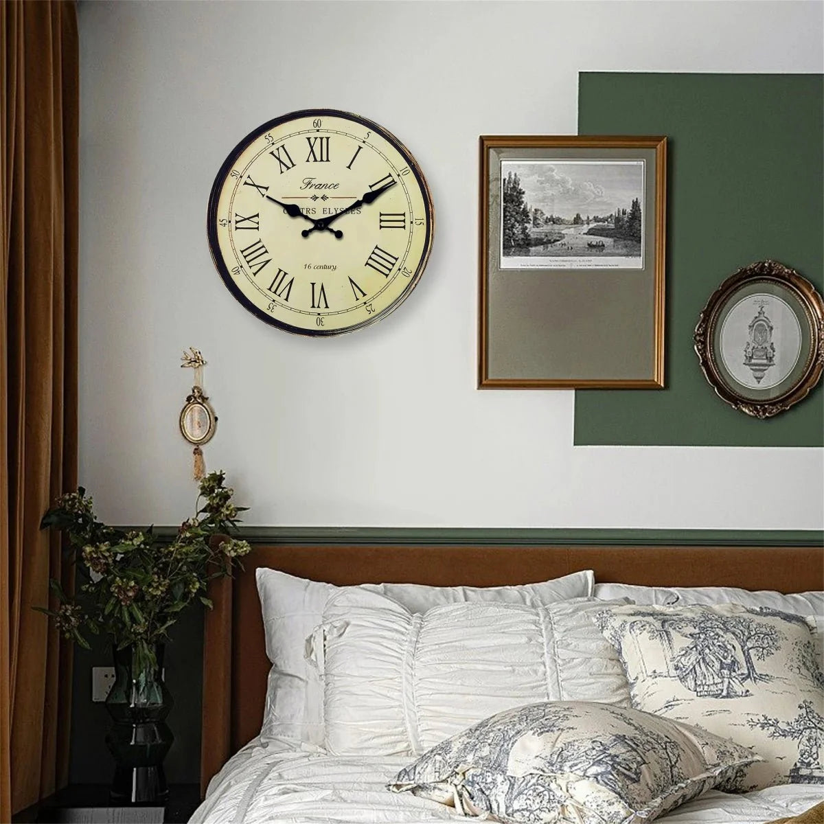 Wall Clock Classic French Design - Silent Quartz Movement - Tegulane Global