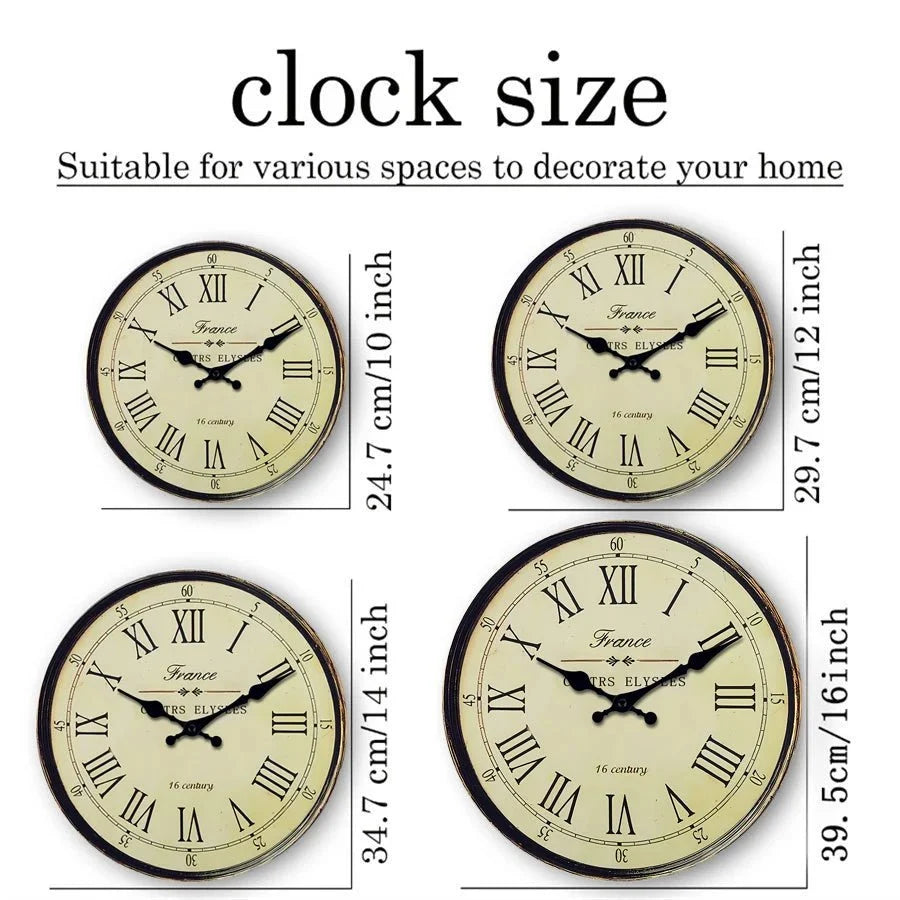 Wall Clock Classic French Design - Silent Quartz Movement - Tegulane Global