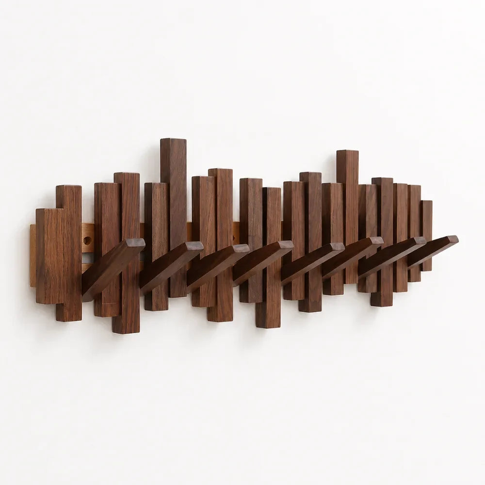 Wall-Mounted Coat Rack | Premium Wood Wall Hooks - Tegulane Global