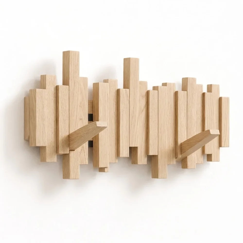 Wall-Mounted Coat Rack | Premium Wood Wall Hooks - Tegulane Global