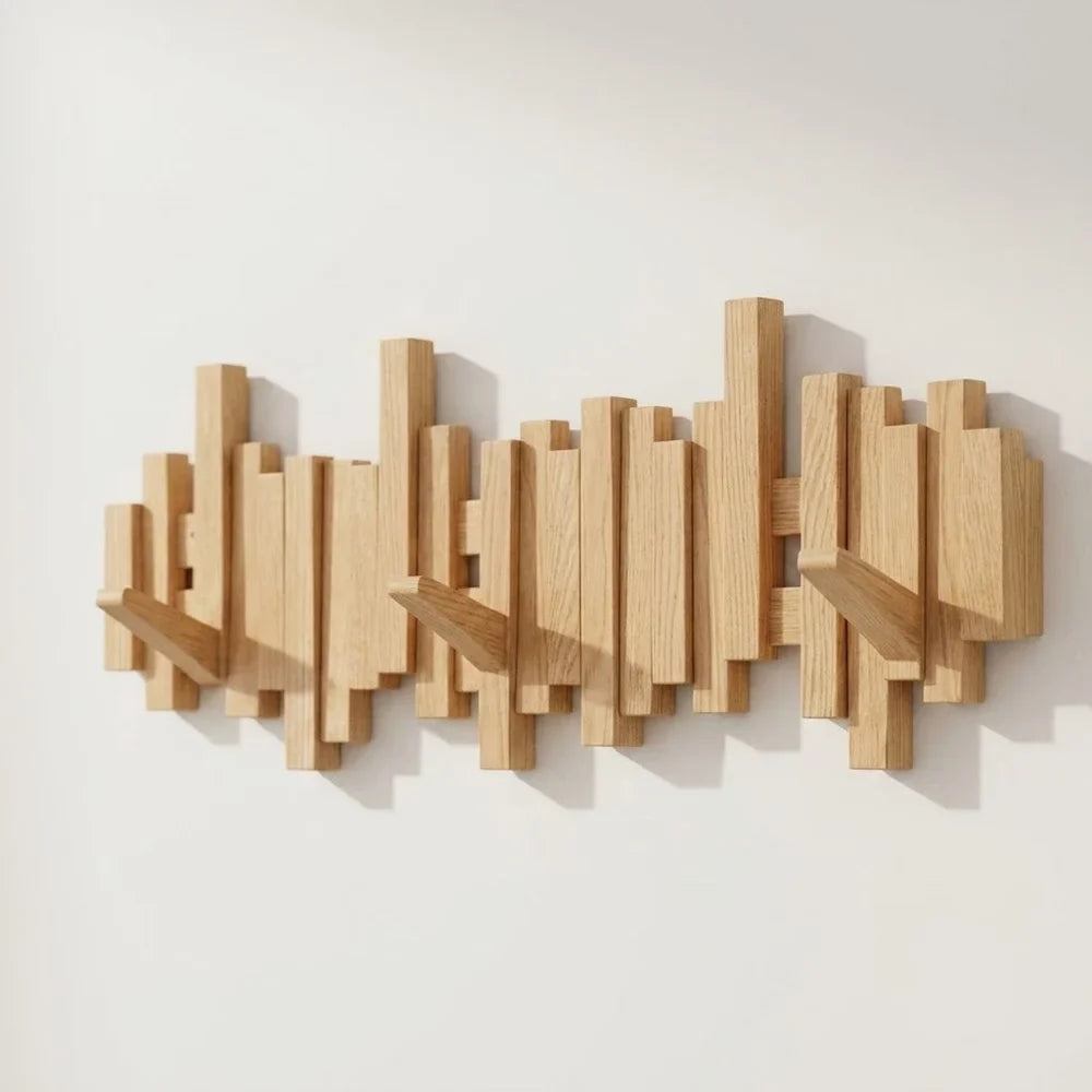 Wall-Mounted Coat Rack | Premium Wood Wall Hooks - Tegulane Global