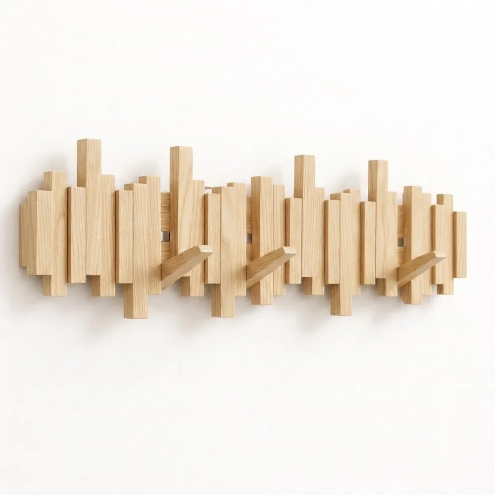 Wall-Mounted Coat Rack | Premium Wood Wall Hooks - Tegulane Global