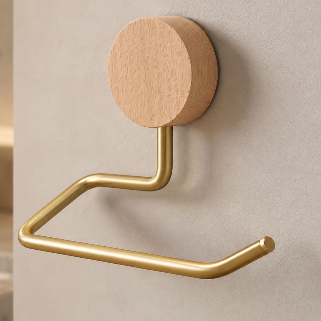 Wall-Mounted Metal Toilet Paper Holder with Wood Accent - Tegulane Global