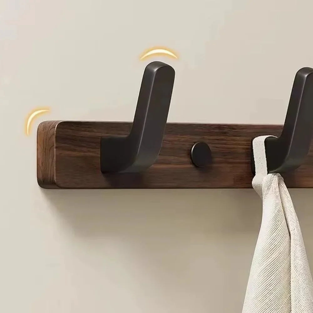 Walnut Wood Wall Hooks Rail - Hooks Coat Hat Hanger - Tegulane Global