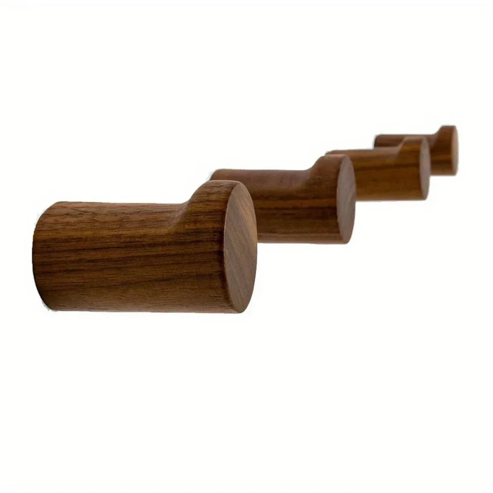Walnut Wood Wall Hooks Set - Handcrafted Anti-Slip - Tegulane Global