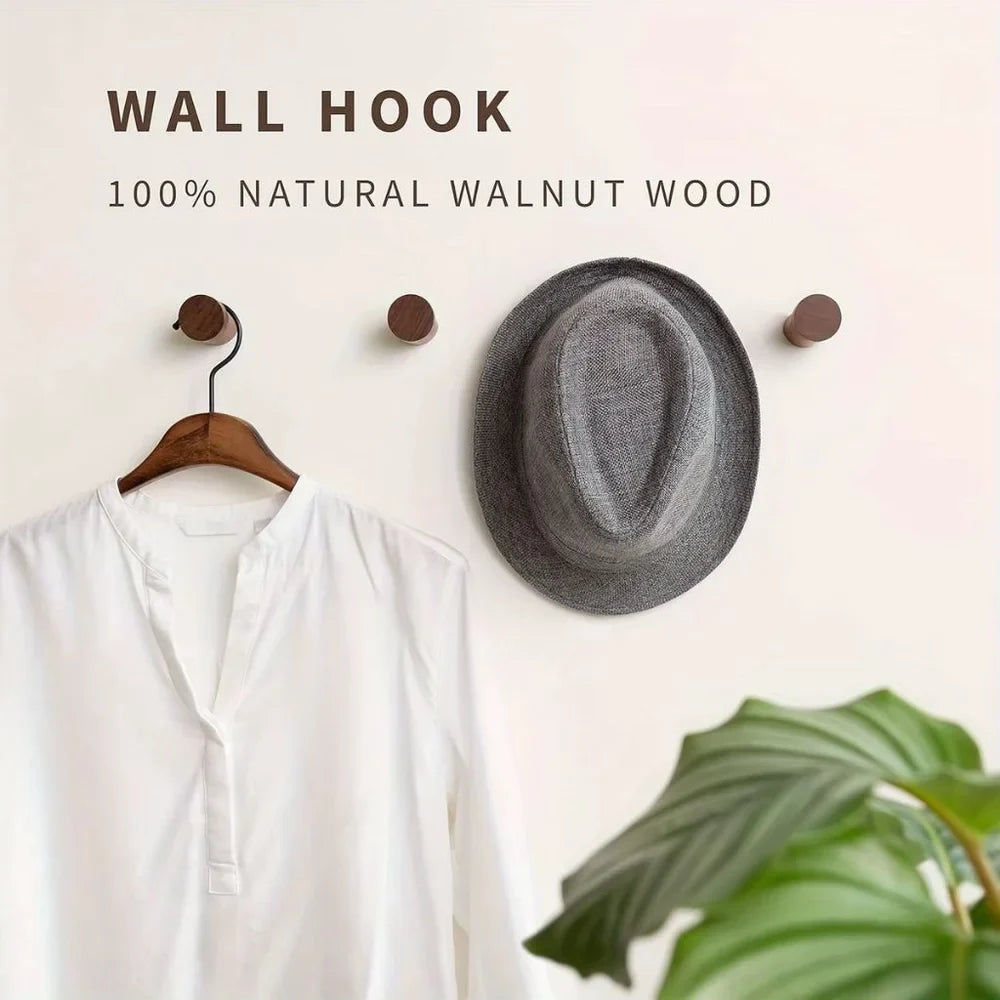 Walnut Wood Wall Hooks Set - Handcrafted Anti-Slip - Tegulane Global
