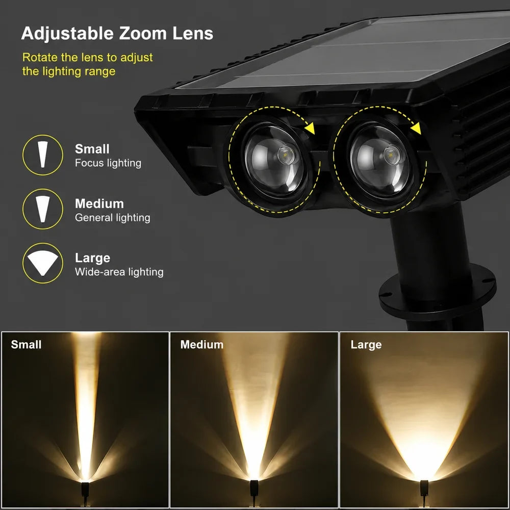 Waterproof LED Solar Spotlight Set - Multi-Zoom Landscape Lighting - Tegulane Global