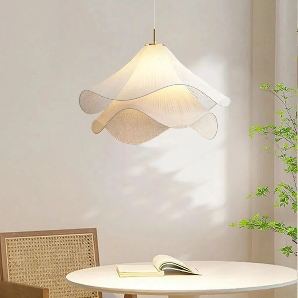 White Fabric Flower LED Pendant Light - Tegulane Global
