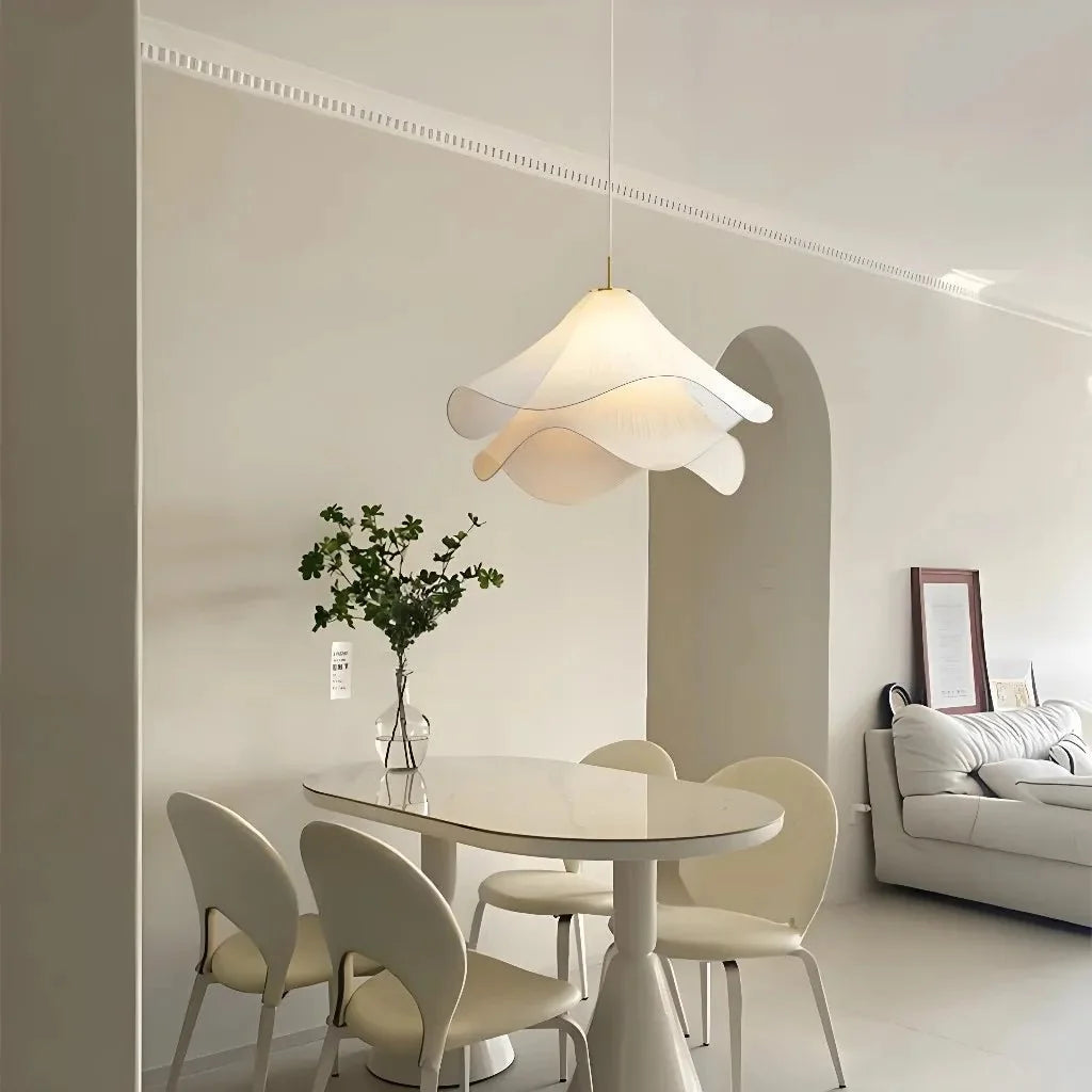 White Fabric Flower LED Pendant Light - Tegulane Global