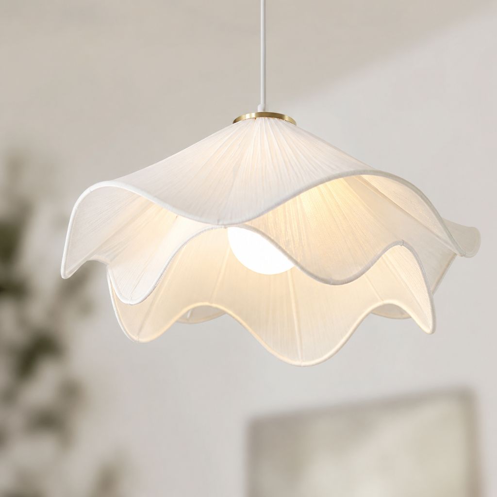 White Fabric Flower LED Pendant Light - Tegulane Global