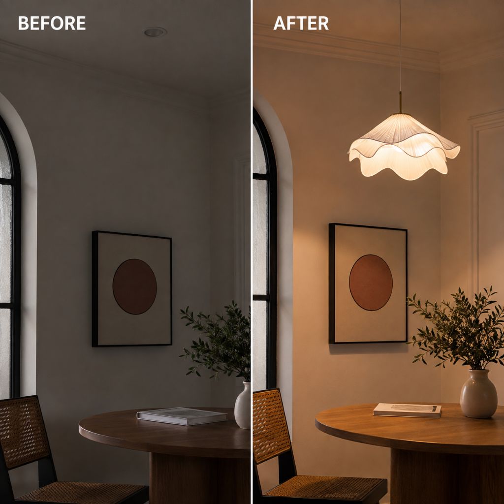 White Fabric Flower LED Pendant Light - Tegulane Global