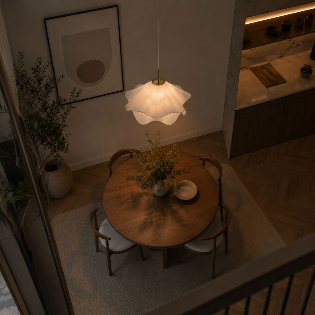 White Fabric Flower LED Pendant Light - Tegulane Global