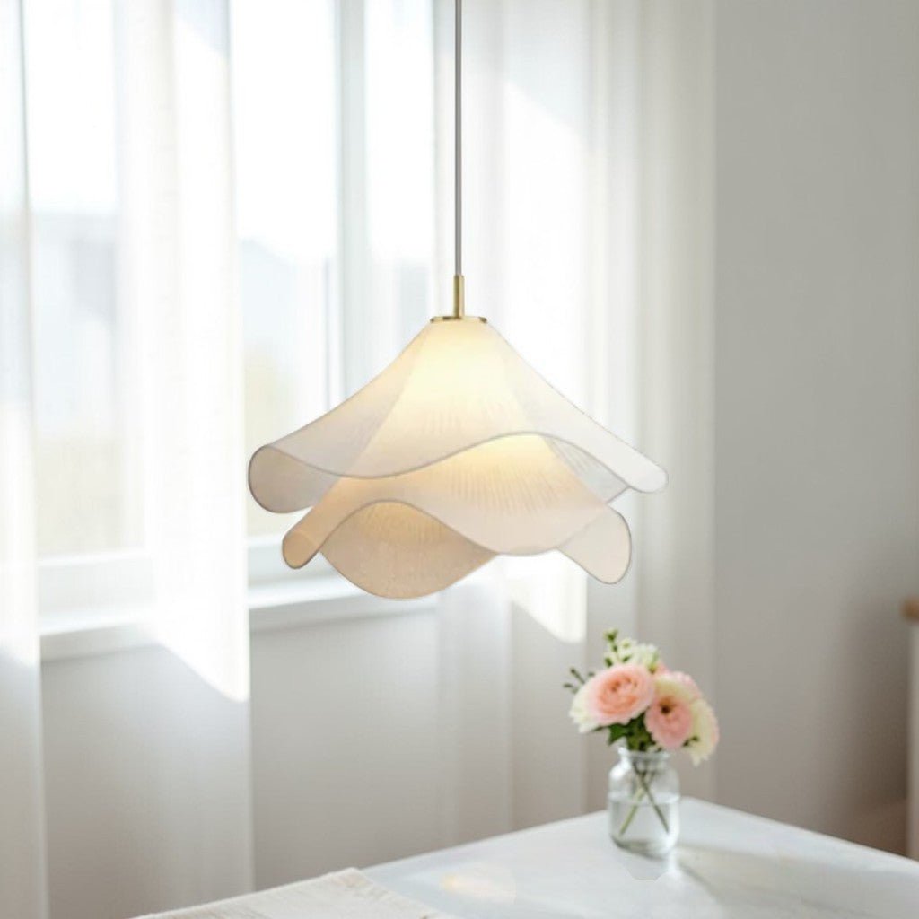 White Fabric Flower LED Pendant Light - Tegulane Global