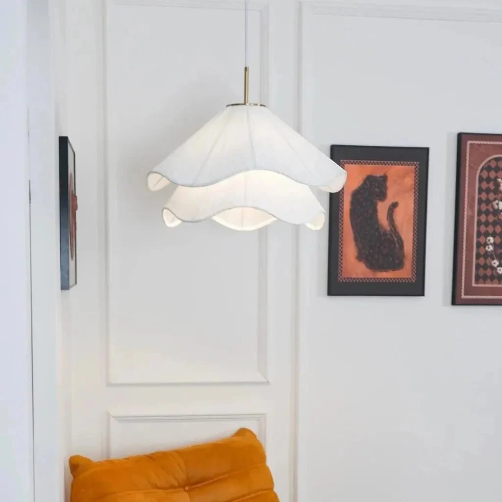 White Fabric Flower LED Pendant Light - Tegulane Global