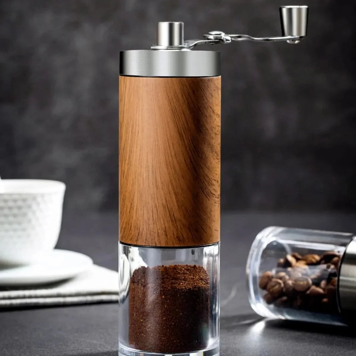 Wooden Hand-Crank Coffee Grinder with Ceramic Core - Tegulane Global