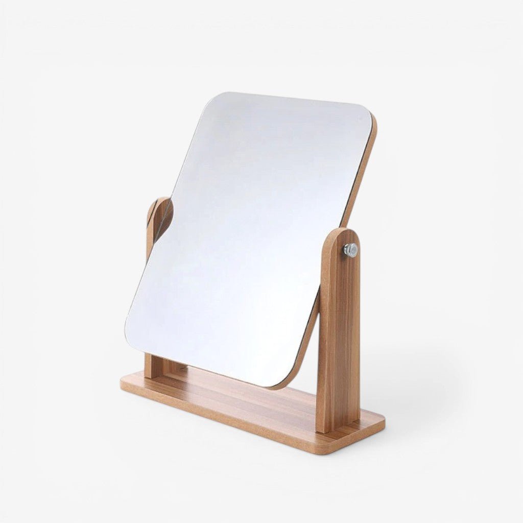 Wooden Vanity Mirror 360° Rotating Compact Makeup Mirror - Tegulane Global