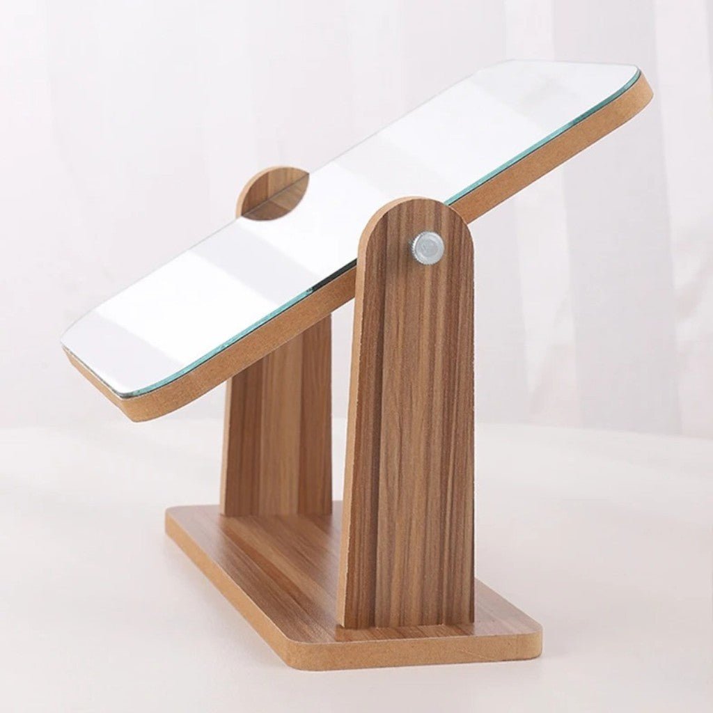 Wooden Vanity Mirror 360° Rotating Compact Makeup Mirror - Tegulane Global