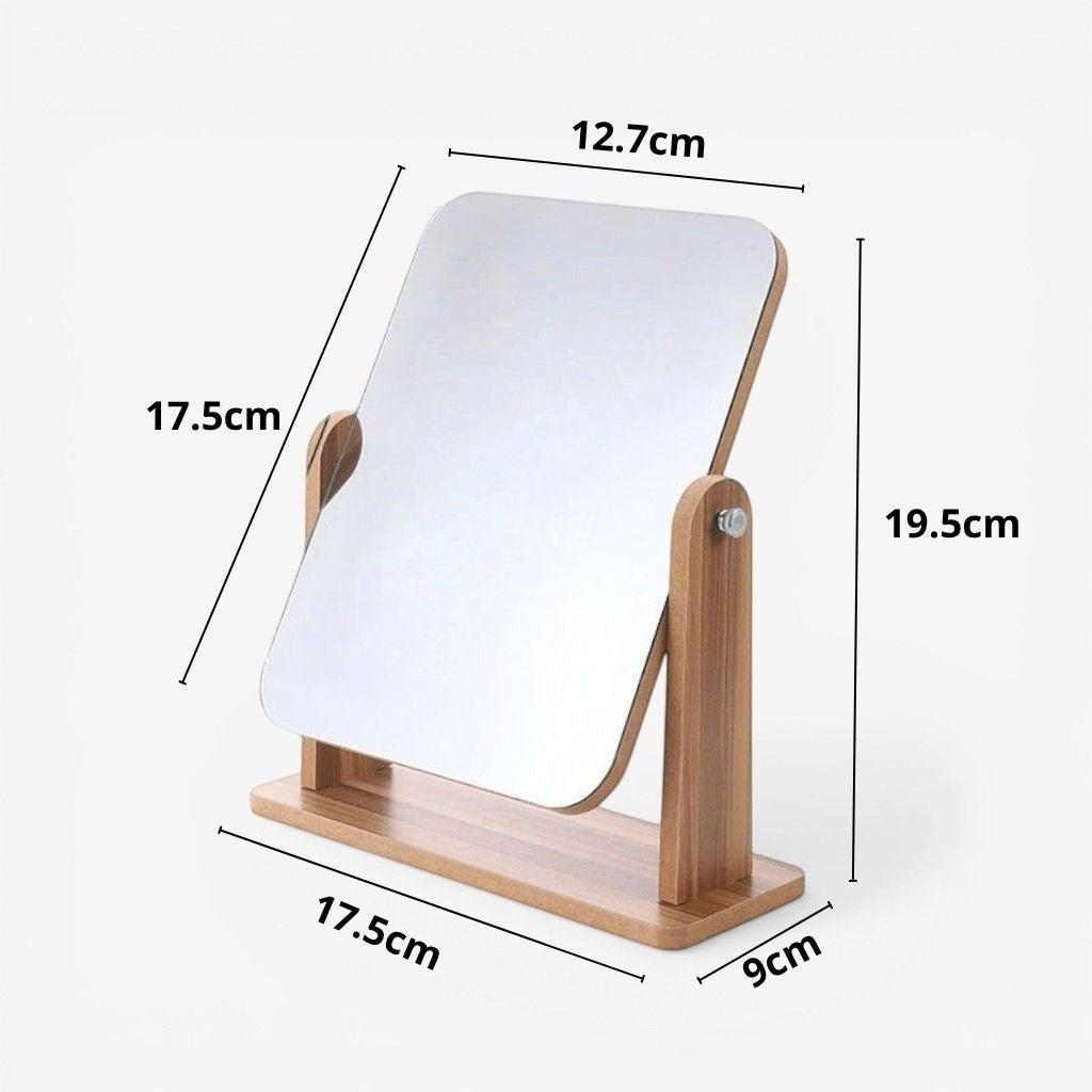 Wooden Vanity Mirror 360° Rotating Compact Makeup Mirror - Tegulane Global