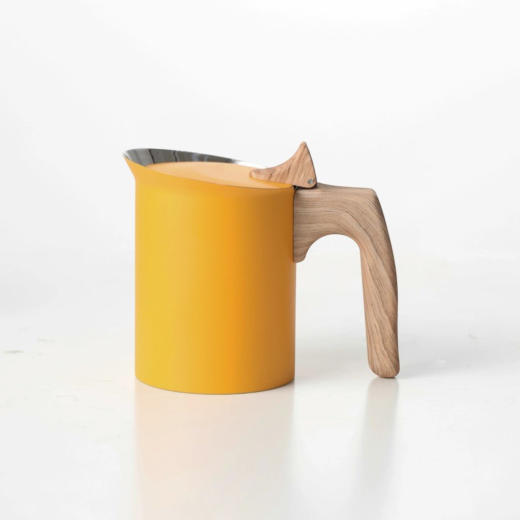 Yellow Induction Moka Pot Coffee Maker - Stainless Steel Nordic Design with Wooden Handle - Tegulane Global