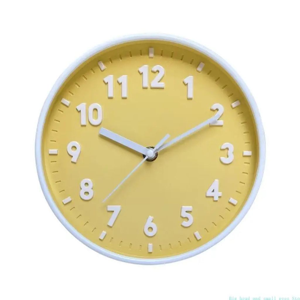 Yellow Silent Wall Clock 8 Inch Candy Colour Modern Analogue - Tegulane Global