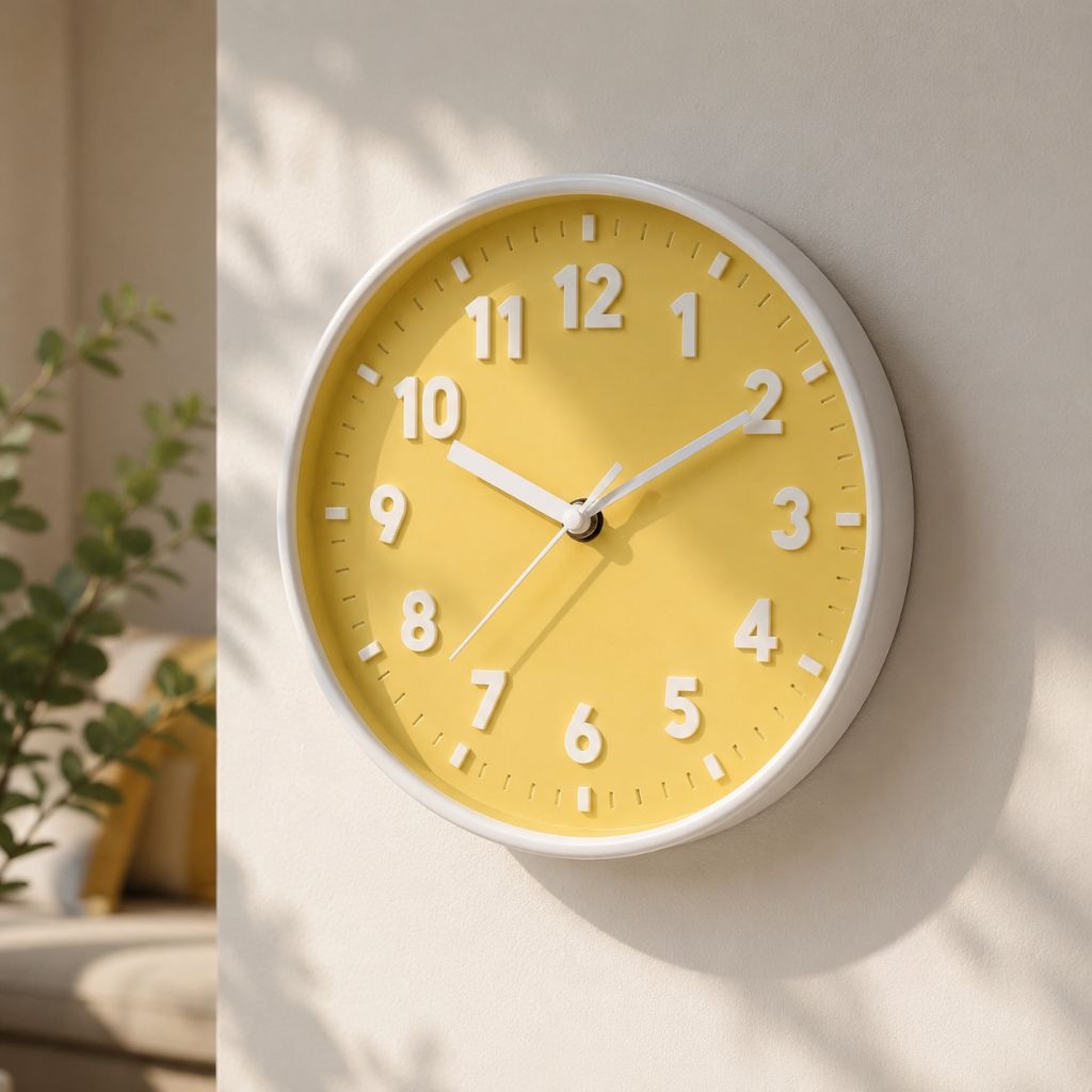 Yellow Silent Wall Clock 8 Inch Candy Colour Modern Analogue - Tegulane Global