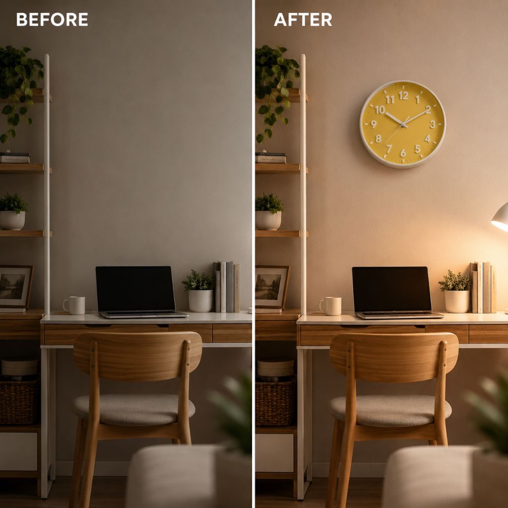 Yellow Silent Wall Clock 8 Inch Candy Colour Modern Analogue - Tegulane Global