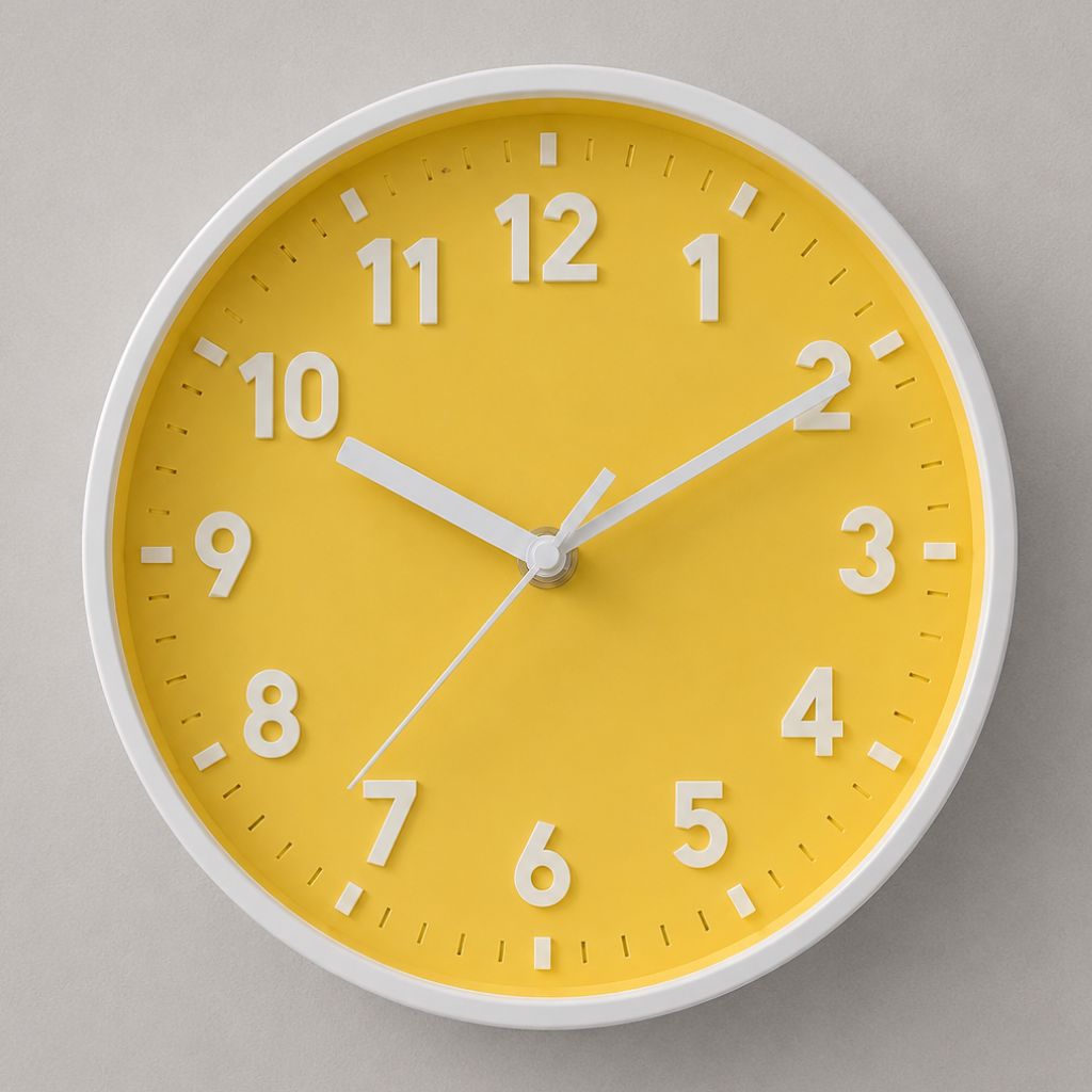 Yellow Silent Wall Clock 8 Inch Candy Colour Modern Analogue - Tegulane Global