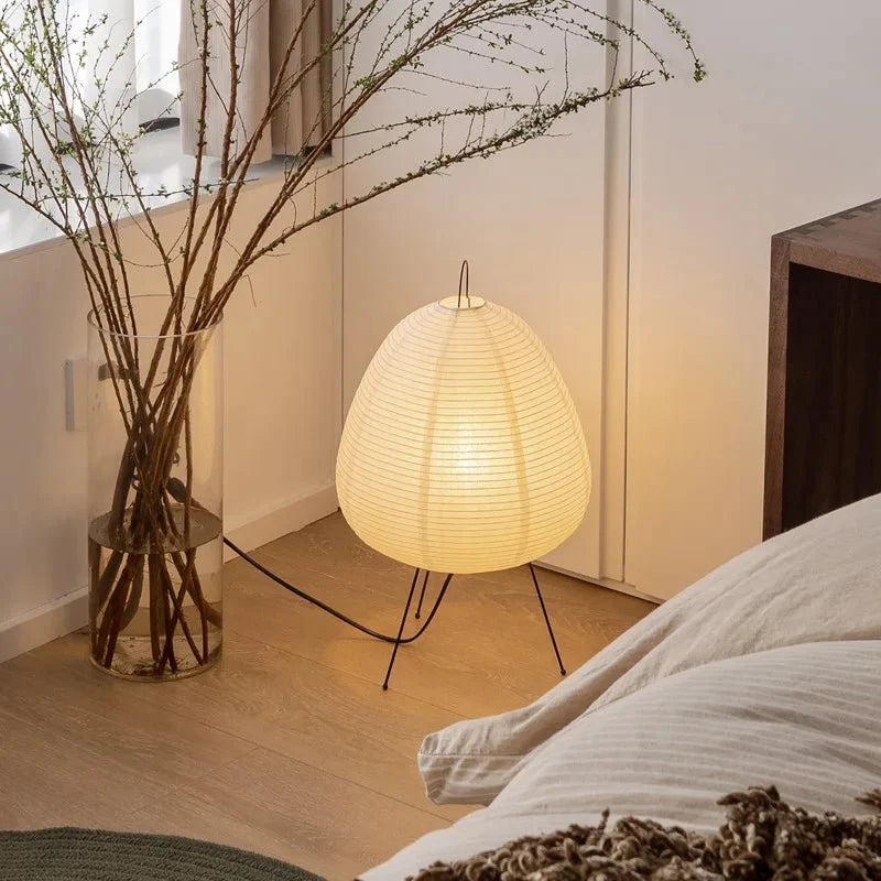 ZenAura - Japanese Rice Paper Tripod Lamp - Tegulane Global